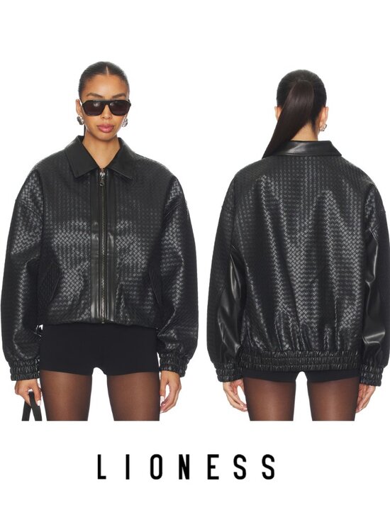 Lioness Jackets & Blazers - Lioness Black Intrecciato Kenny Bomber (Size S)